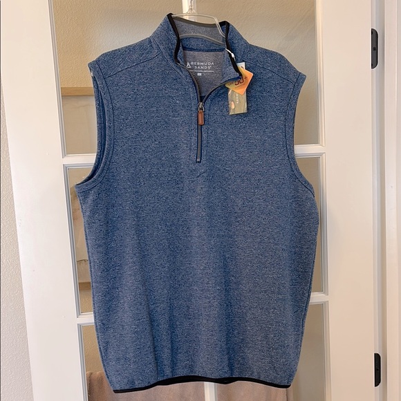 Bermuda Sands blue fleece lined golf vest Links Navy L